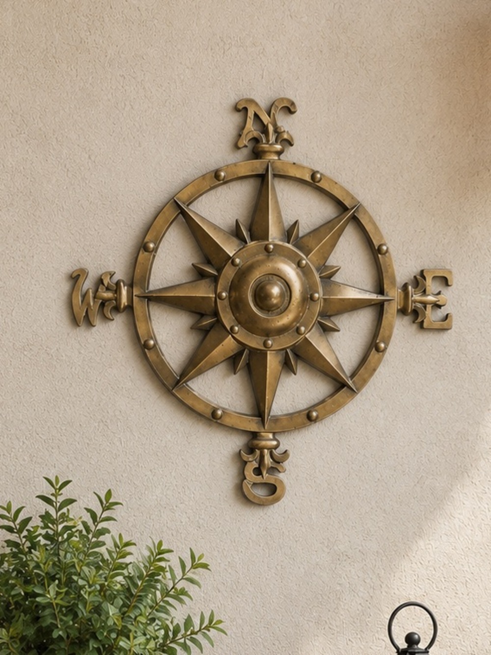 Brass Compass Wall Décor - Home Wall Accent